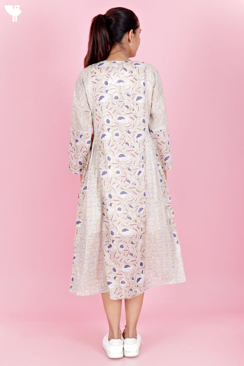 Mulmul Cotton Dress  In Block Print